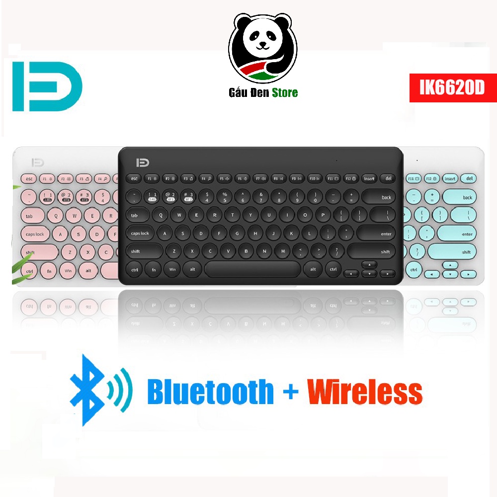 Bàn phím 2 chức năng Bluetooth + Wireless Forter iK6620D - BH chính hãng 24 tháng 01 đổi 01