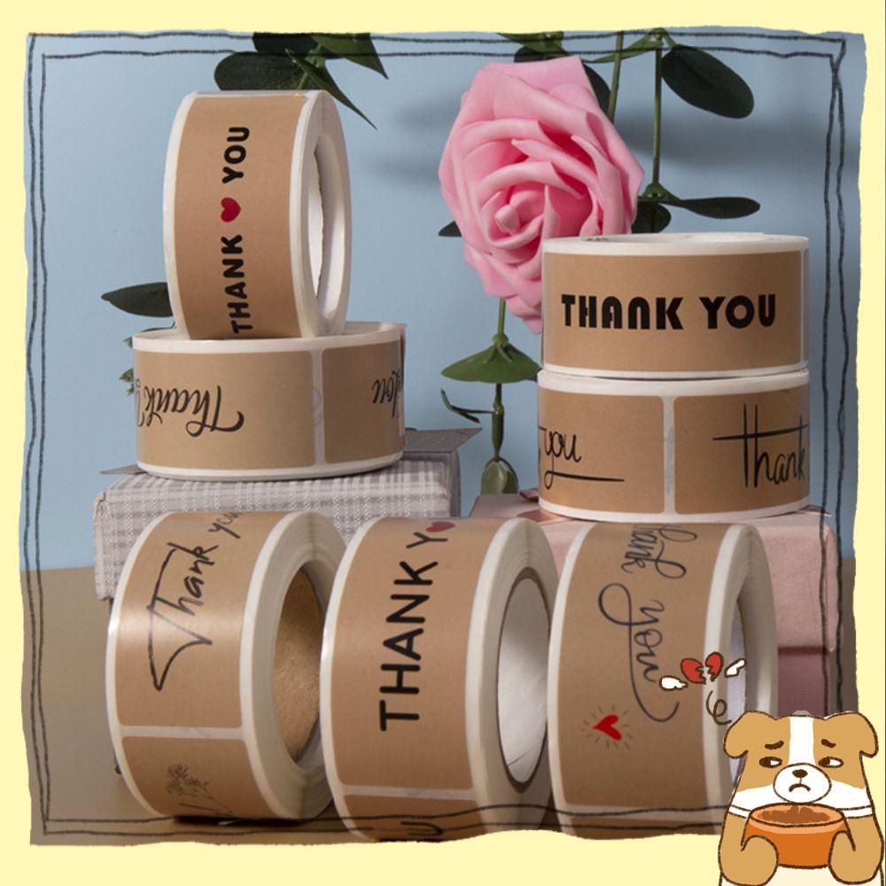 Set 150 Nhãn Dán Giấy Kraft In Chữ Thank You 3x1 Inch Trang Trí Quà Tặng