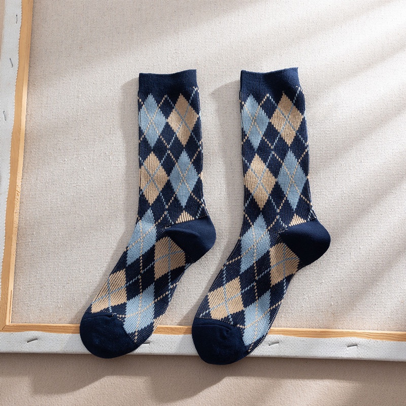 Tất Vintage Nữ Cổ Cao Cotton Thoáng Khí, Vớ Tất Quả Trám Cổ Điển Tất Chân Nữ Thời Trang Phong Cách Hàn Quốc