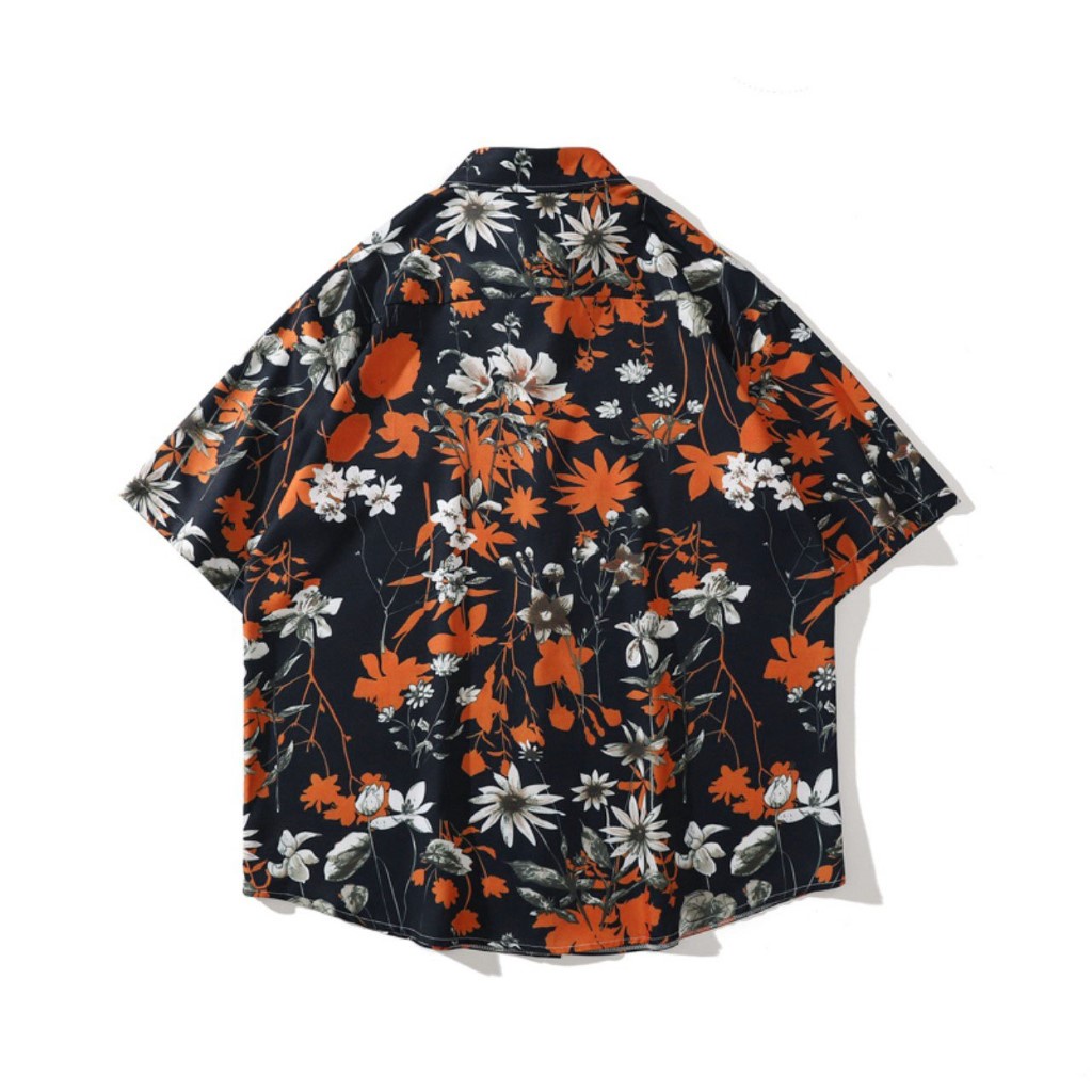 Áo sơ mi hoa unisex from rộng nam nữ , sơ mi nam nữ vải voan lụa mịn mát free size 40kg - 70kg