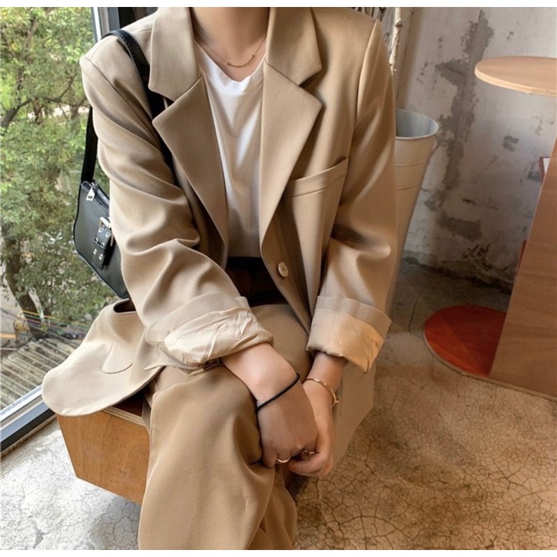 Áo khoác Blazer oversize Nâu | Ulzzang style | BigBuy360 - bigbuy360.vn