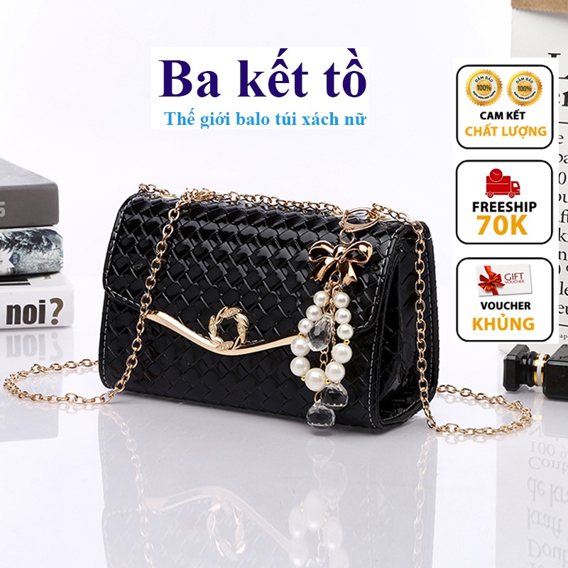 Túi xách nữ dây xích,túi xách đeo chéo có nơ dễ thương vân ô vuông sang trọng mang đi tiệc hoặc sử dùng hàng ngày TC27