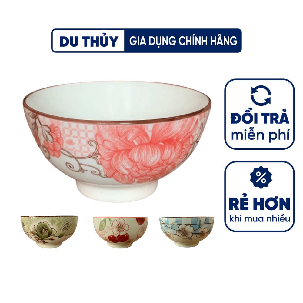 Chén sứ hoa văn họa tiết đơn giản 4D tráng men cao cấp, thiết kế đơn giản, kích thước vừa phải, dễ chùi rửa