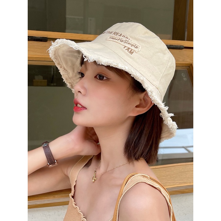 Nón Vành Tròn Chống Nắng Thêu Họa Tiết Thời Trang Xuân Hè Phong Cách Hàn Quốc Nhật Bản Cho Nữ