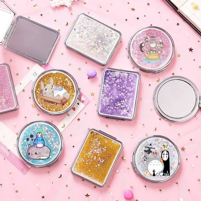 Gương nước chảy kim tuyến totoro in hình GNI15 gương 2 mặt