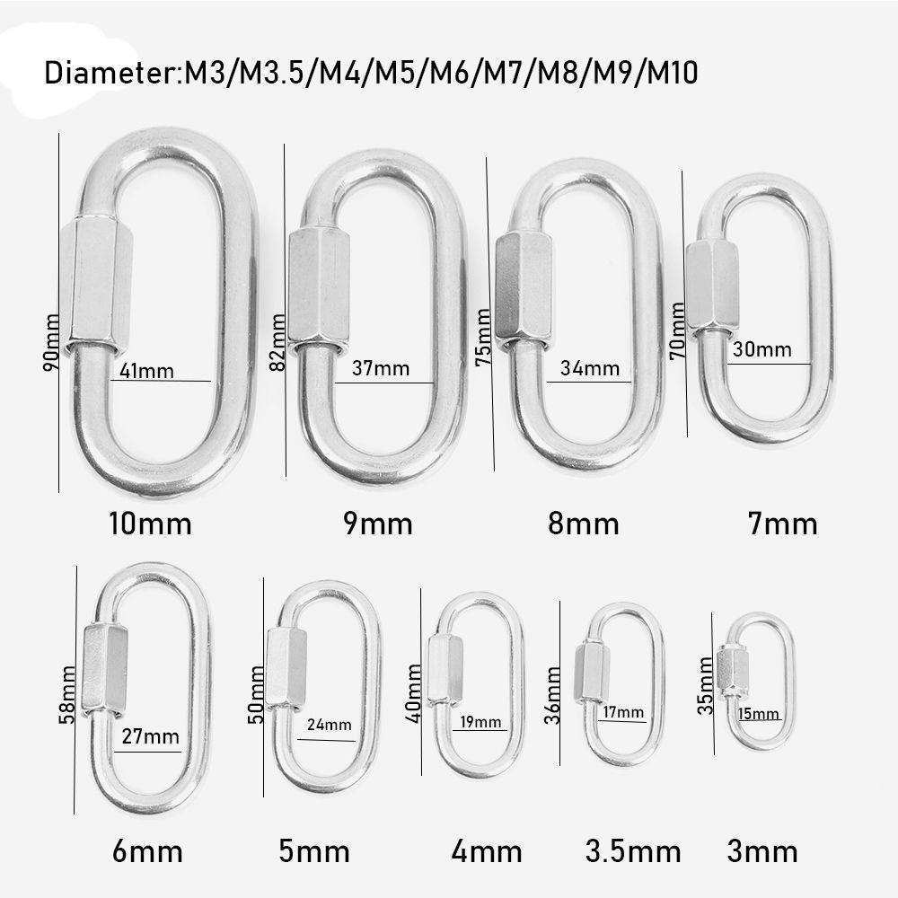 Móc Khóa Bằng Thép Không Gỉ Có 9 Kích Cỡ Thiết Kế Mới Tiện Lợi Dễ Dùng