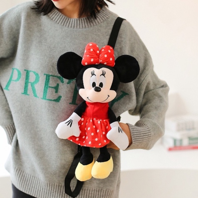 Ba lô mini hình chuột Mickey Minnie nhồi bông dễ thương cho bé gái
