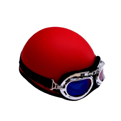 Mũ bảo hiểm nửa đầu 1/2 màu trơn kèm kính phi công khóa đỏ pull cao cấp hàng chính hãng bảo hành 12 tháng