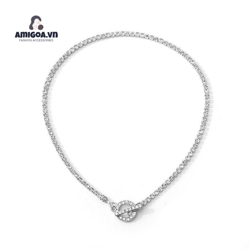 ✨✨Vòng cổ Có Khóa Đính Kim Cương Lấp Lánh Cao Cấp Thời Trang Dành Cho Nữ