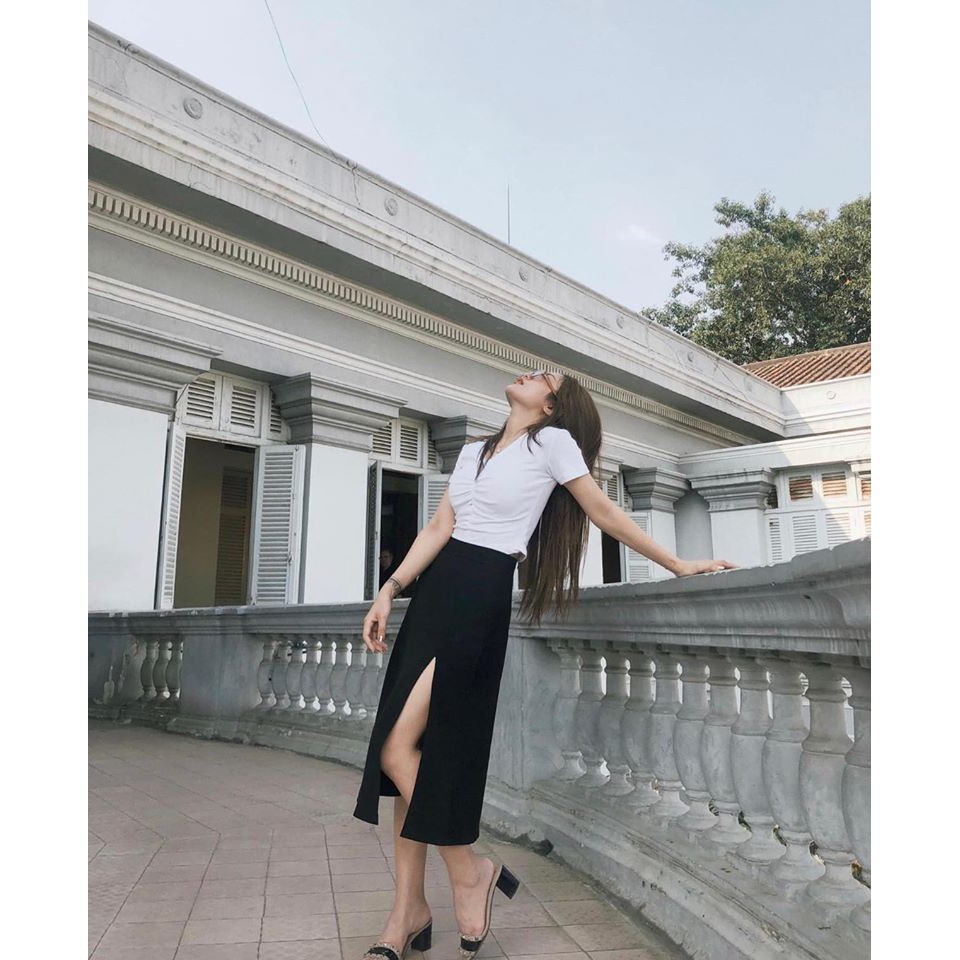 [ Mã FAGREEN55 giảm 10% tối đa 30K đơn 99K] [HÀNG THIẾT KẾ CAO CẤP] Chân Váy Đen Xẻ Tà Cá Tính