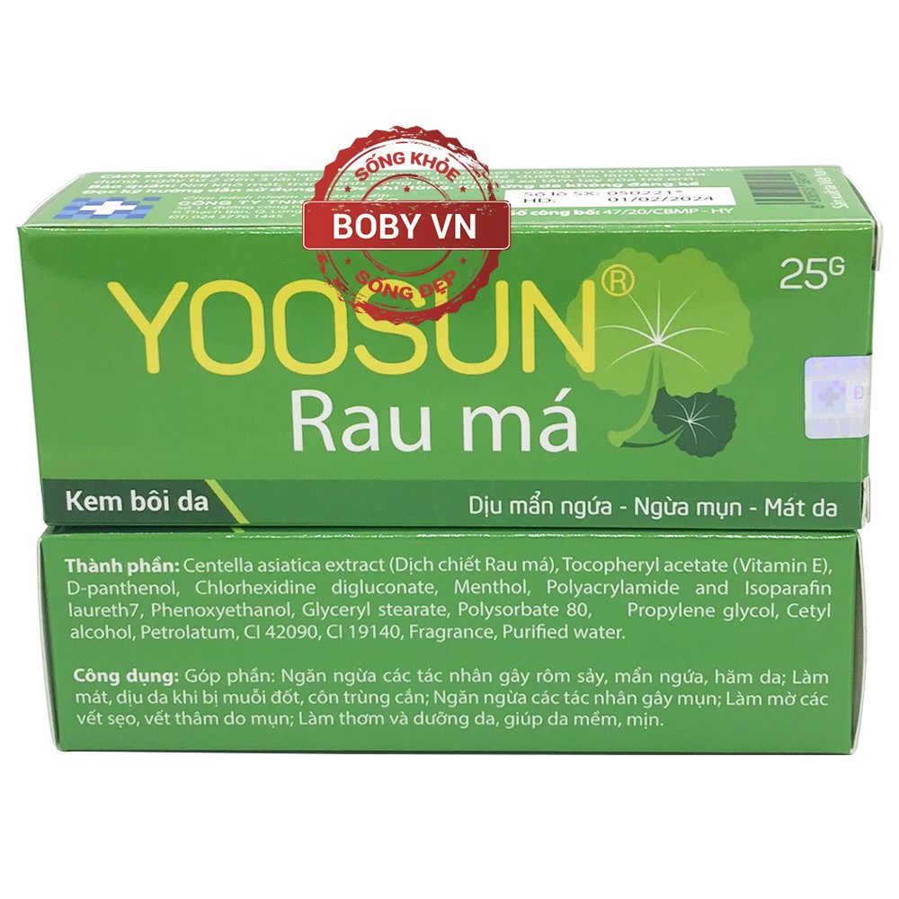 Yoosun Rau má - Ngừa mụn - Rôm sẩy - Mát da - Da đẹp mềm, mịn hơn - Boby (25g)