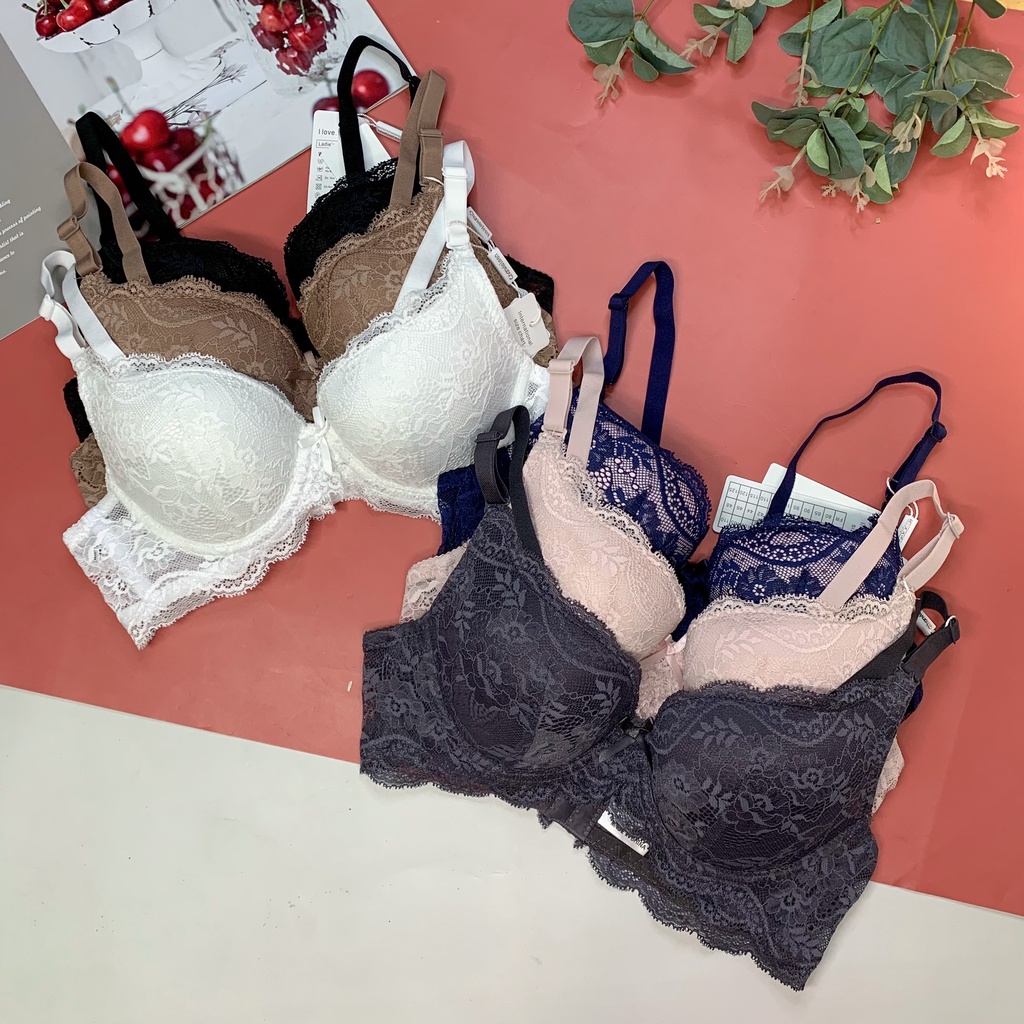 Áo lót ren đệm kép nâng ngực tự nhiên , áo có gọng đệm vừa KGE S018