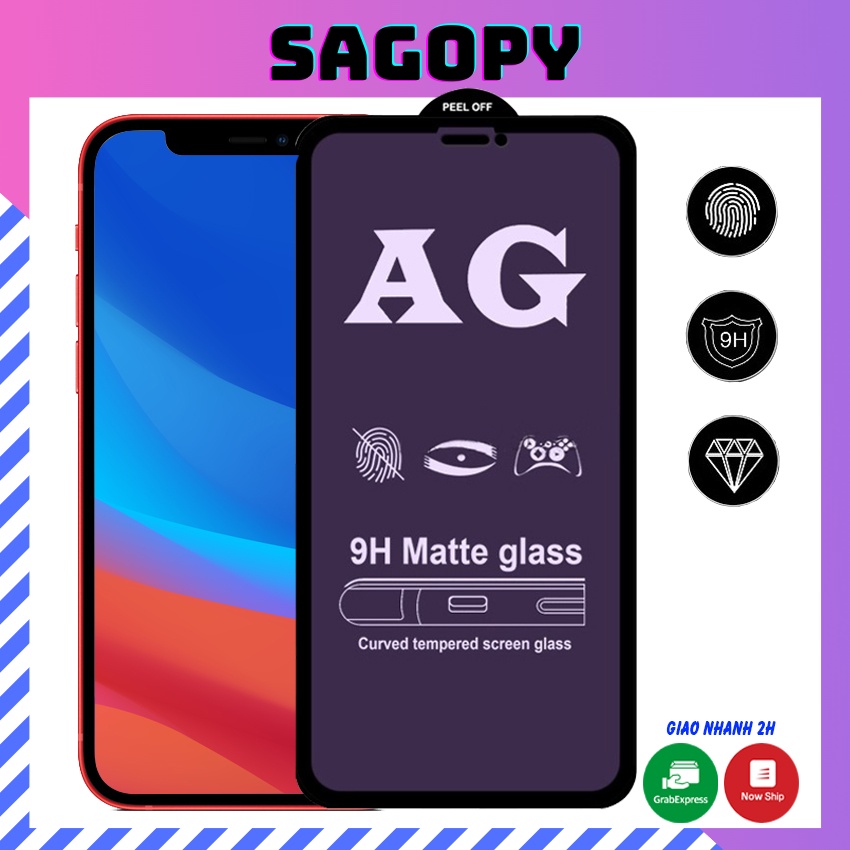Kính cường lực, cường lực iphone AG Full màn chống vân tay 6s/8/7plus/x/xsmax/11/11promax/12 promax/13 ProMax Sagopy
