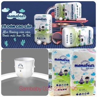 Tã Dán Bỉm Mamabear Bông Hữu Cơ Chống Hăm Mỏng Nhẹ, Mama bear Thấm Hút Nhanh Vượt Trội Size S/M Bịch 50 Miếng