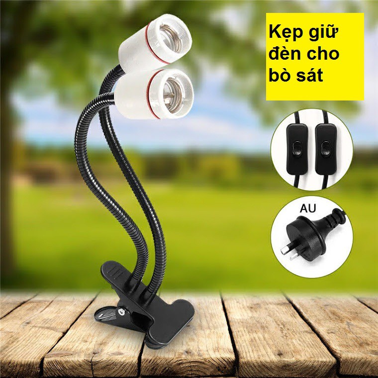 Kẹp giữ đèn sưởi gốm sứ cho bò sát 2 đầu