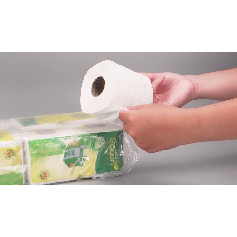 Lốc 10 cuộn giấy vệ sinh Sài Gòn Care có lõi