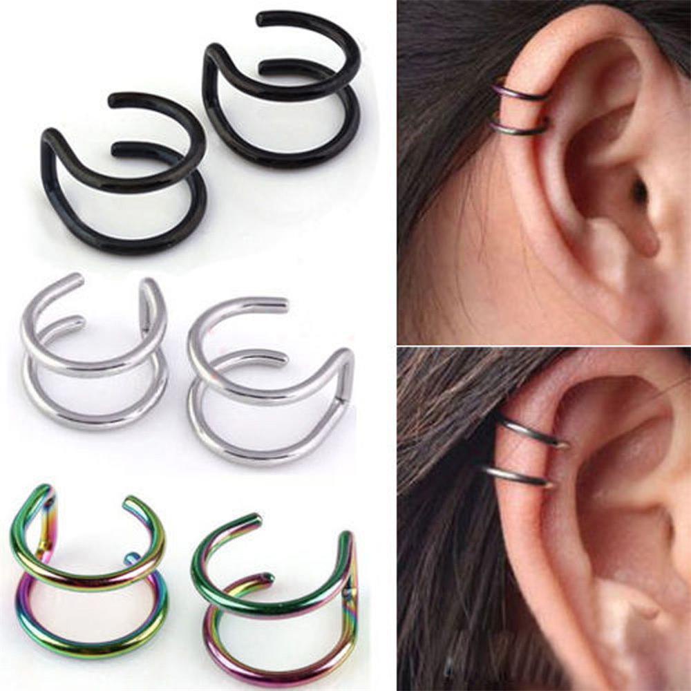 Set 2 Khuyên Tai Unisex Không Xỏ Lỗ Phong Cách Punk Cá Tính