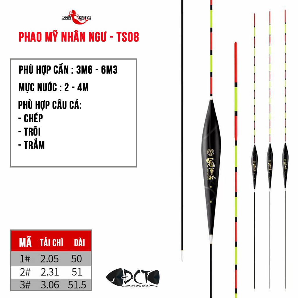 Phao Câu Đài Mỹ Nhân Ngư Đen TS08 - Đài Câu Thích