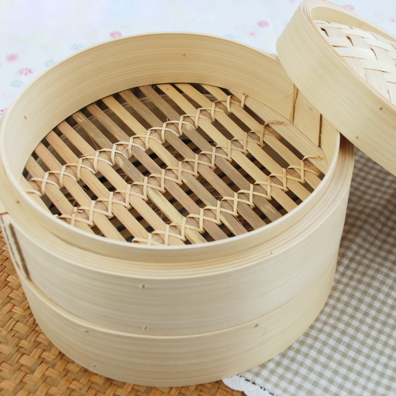 Xửng hấp tre đa năng BAMBOOO ECO lồng hấp bánh bao, dimsum có nắp