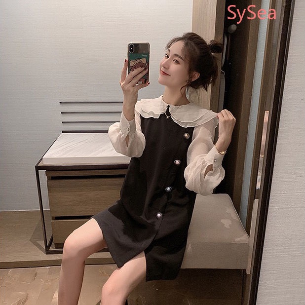 Đầm Voan Dài Tay Dáng Rộng Thời Trang Mùa Thu Pháp Dành Cho Nữ