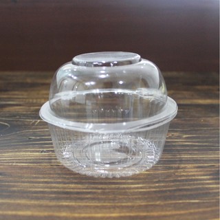 Bộ 100 hộp nhựa tròn đựng bánh có 2 tai gấu