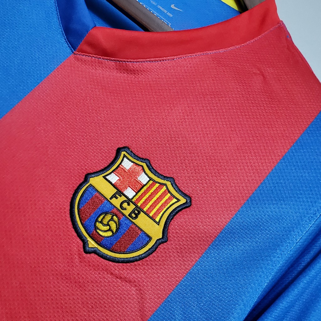 06-07 barcelona dài tay trang chủ retro bóng đá jersey bóng đá barca vintage jersey