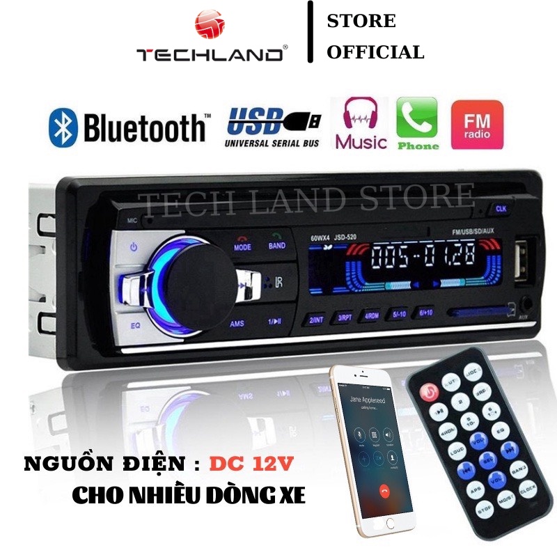 Đầu Nghe Nhạc MP3 Bluetooth-Đài FM JSD-520 cao cấp Cho Ô Tô-Xe tải DC 12V-24V,Đầu phát âm thanh nổi trên xe hơi