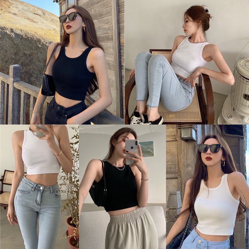 Áo 3 lỗ croptop nữ, sát nách ba lỗ thun không tay kiểu ôm body tank top vải cotton co giãn tốt/ kho buôn thu hà | BigBuy360 - bigbuy360.vn