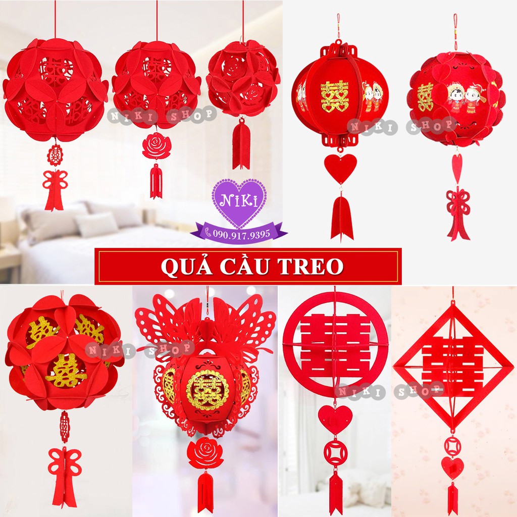 *QUẢ CẦU TREO VẢI NỈ TRANG TRÍ CƯỚI TRANG TRÍ CỬA PHÒNG NGOÀI CỔNG