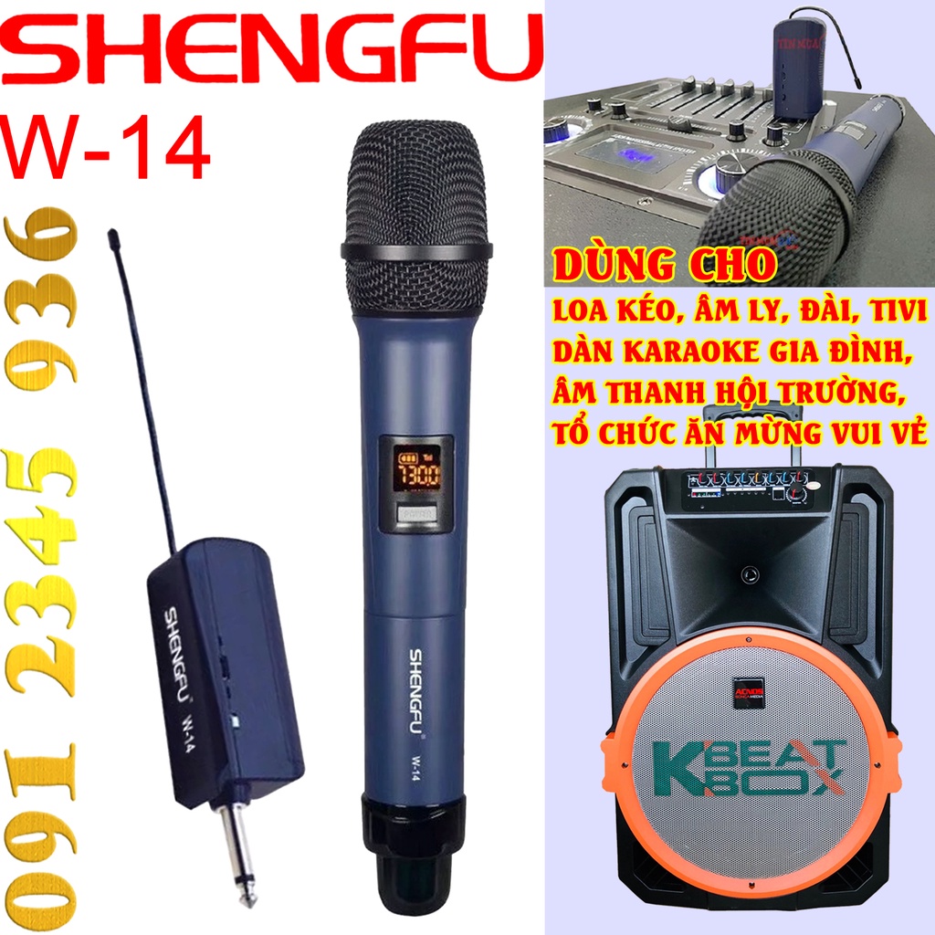 Mic loa kéo micro Shengfu W14 ( Shenhfu W-14 ) loại 1 cho dàn loa [[[ Bluetooth ]]] tổ chức ca hát vui vẻ. (Mẫu số 1)