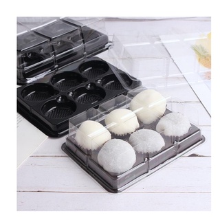 Hộp nhựa đế đen 6 ô fg332, fg334 đựng bánh trung thu, bánh mochi