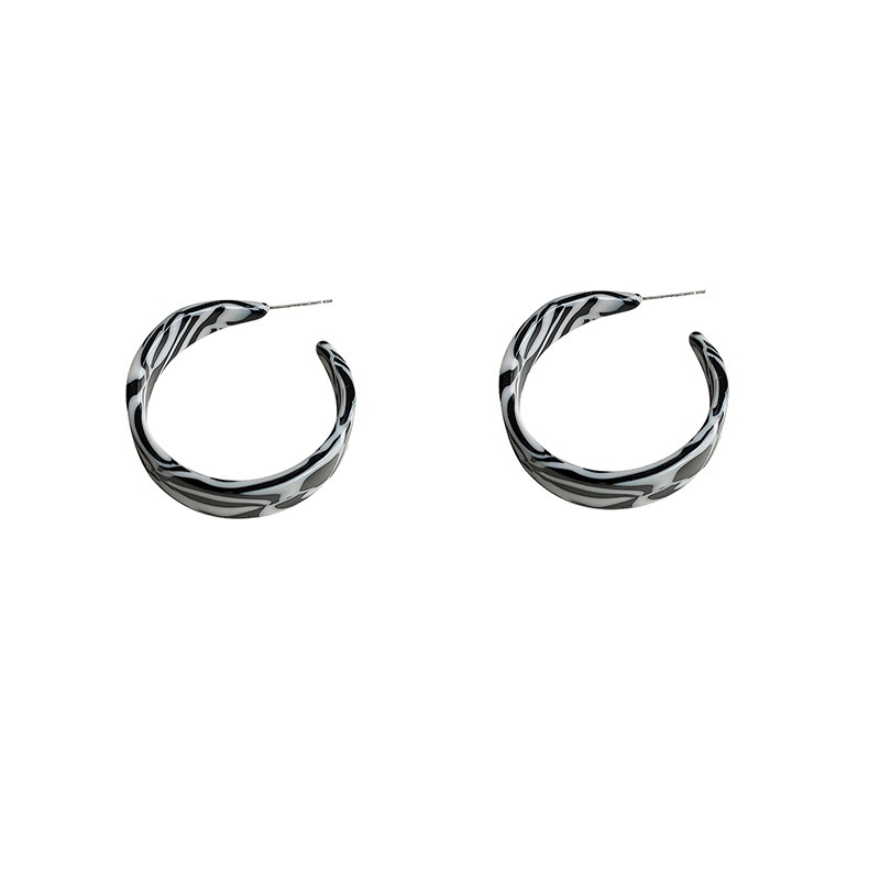 Bông Tai Hình Tròn Màu Trắng Đen Đơn Giản Thời Trang Cho Nữ