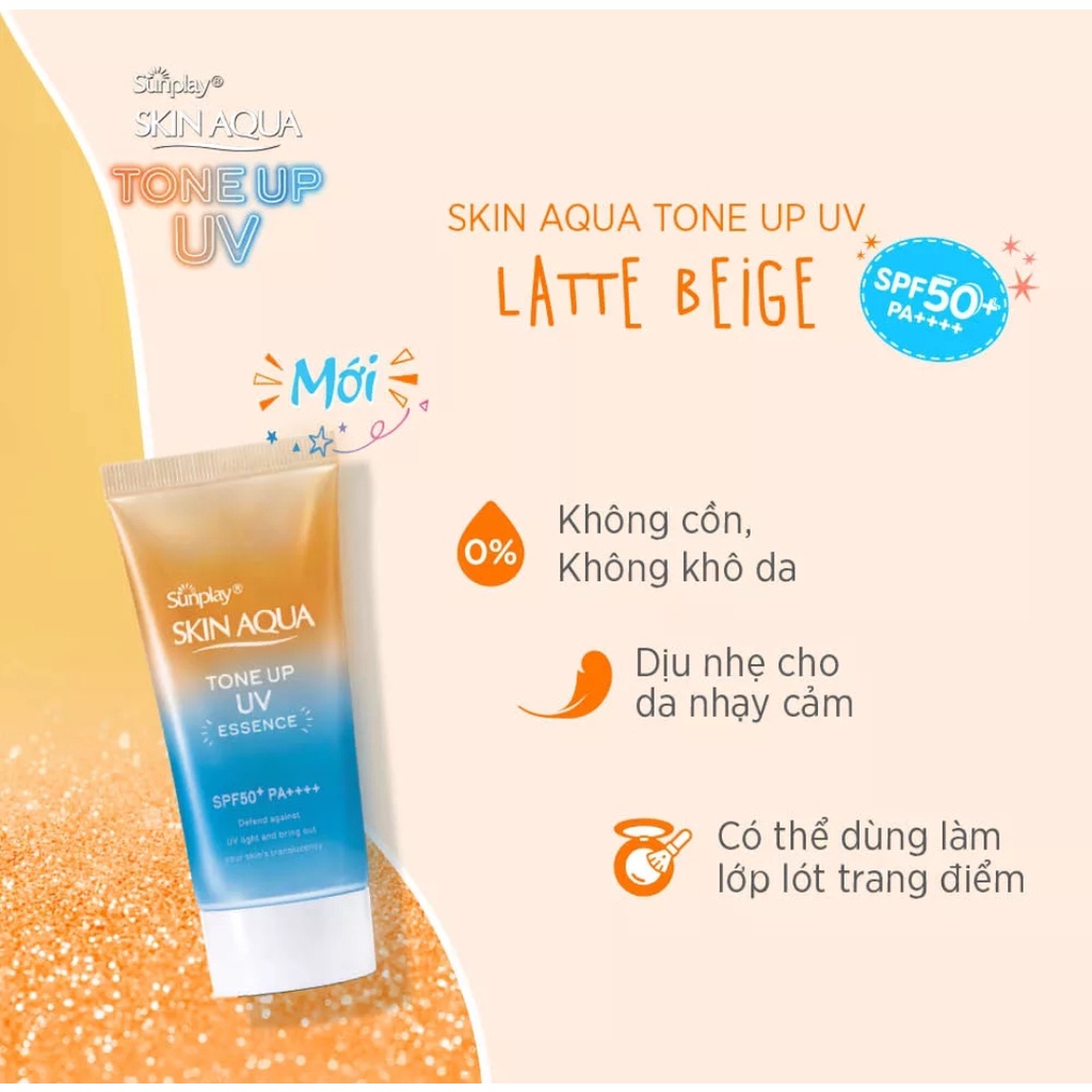 Tinh chất chống nắng hiệu chỉnh sắc da Sunplay Skin Aqua Tone Up UV Essence SPF50+ PA++++ 50g – LATTE BEIGE