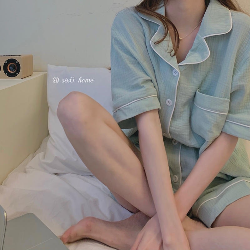 Đồ ngủ vải xô muslin BN020 gồm 2 màu dễ thương