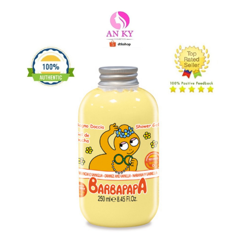 (Xả hàng) Gel tắm trẻ em hương hoa cam và chiết xuất trà xanh Barbapapa Sodico 250ml