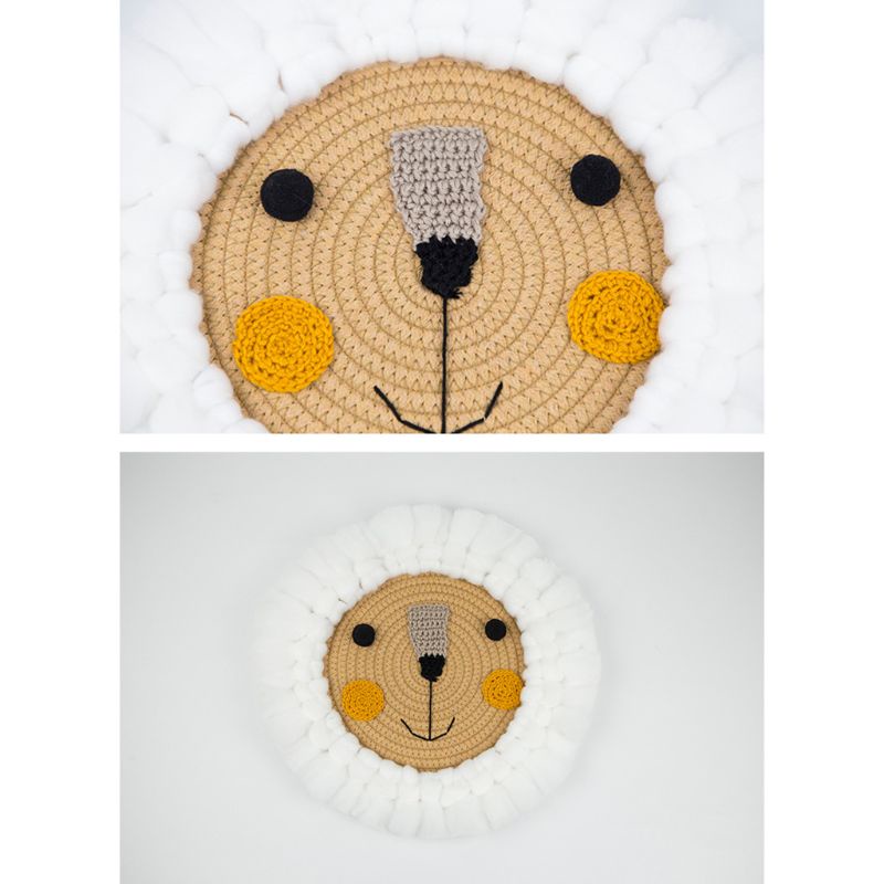 Phụ Kiện Treo Trang Trí Bằng Vải Cotton Đan Thủ Công Hình Đầu Sư Tử / Cừu Cho Phòng Trẻ Em