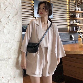 (set 3 món) ÁO 2 DÂY + ÁO KHOÁC KIỂU VEST + QUẦN SHORT NỮ GIẢ VÁY SIÊU RẺ