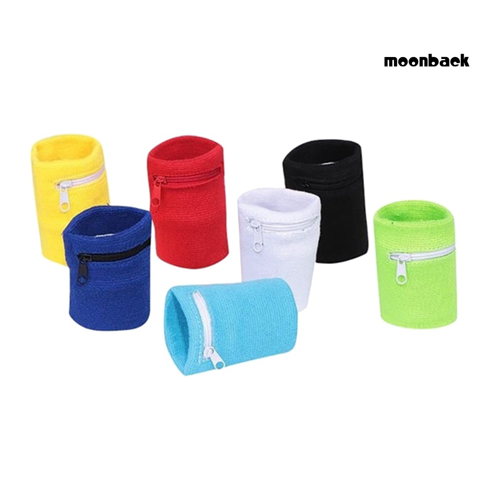 Túi Đựng Chìa Khóa / Tiền Xu Đeo Cổ Tay Mini Bằng Vải Cotton Có Khóa Kéo Tiện Dụng Cho Người Tập Thể Thao