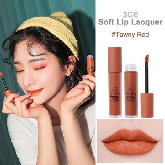 Son kem 3CE SOFT LIP LACQUER - Tawny Red. | Thế Giới Skin Care