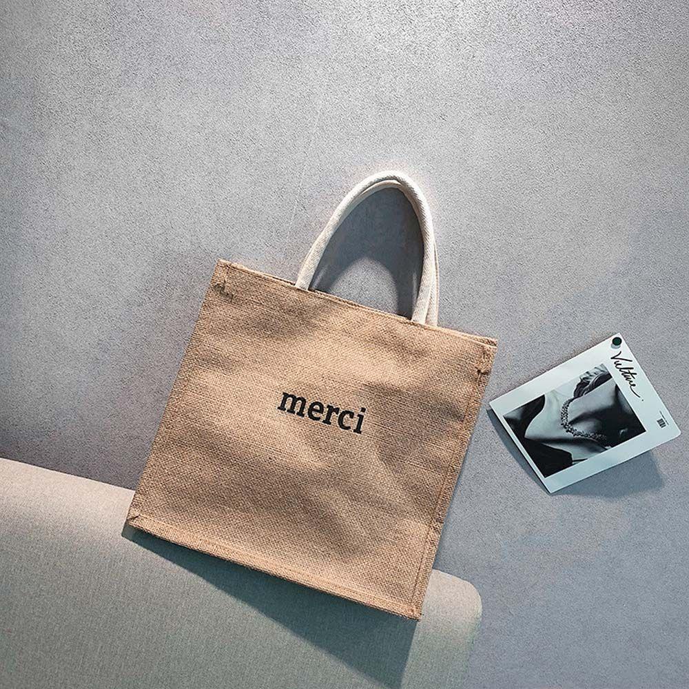 Túi Xách Vải Lanh In Chữ Phong Cách Bohemian