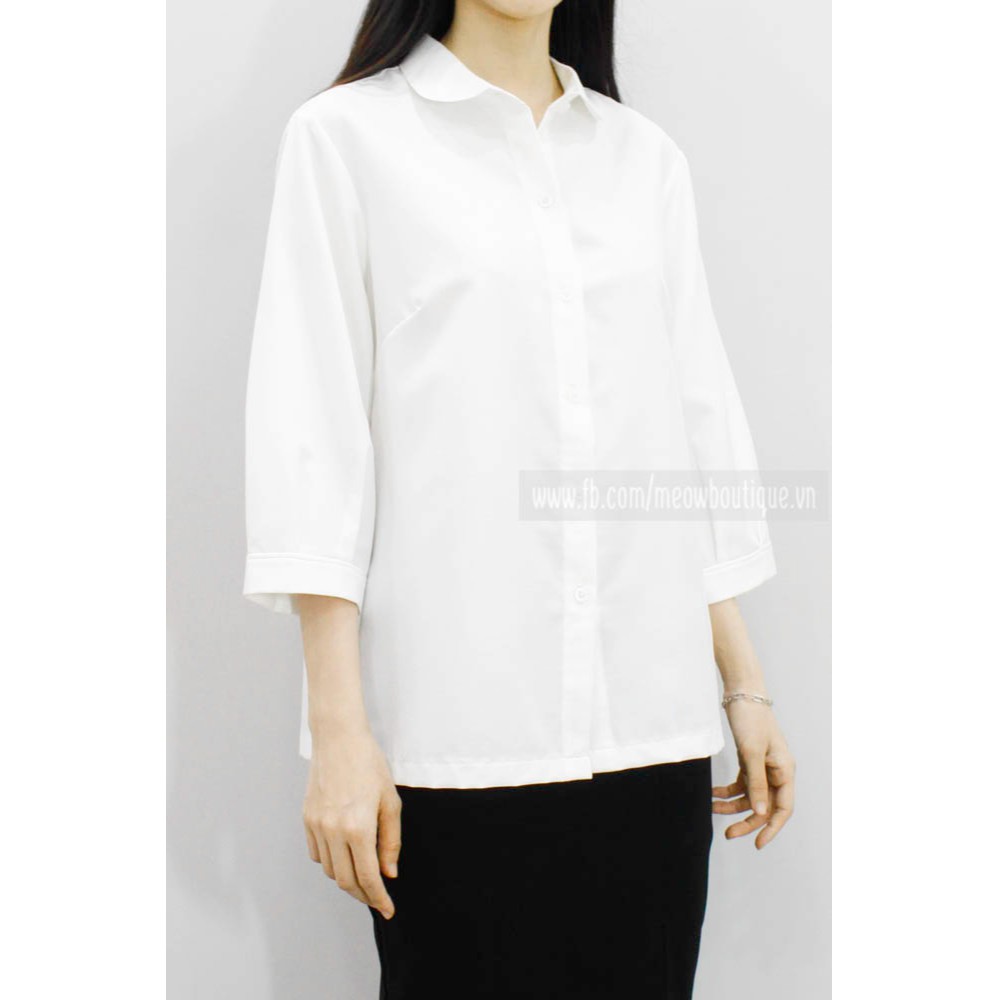 [Hình thật tự chụp] Sơ mi tay lửng công sở Meow Boutique