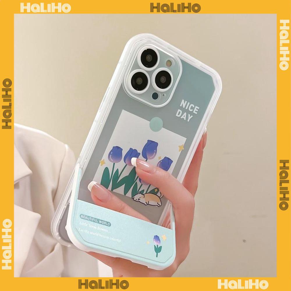 iPhone Case Acrylic Invisible Folding Stand Silicone Soft Case Airbag Shockproof Cover Camera Flower Compatible For iPhone 11 Pro Max 13 Pro Max 12 Pro Max 7Plus xr XS Max