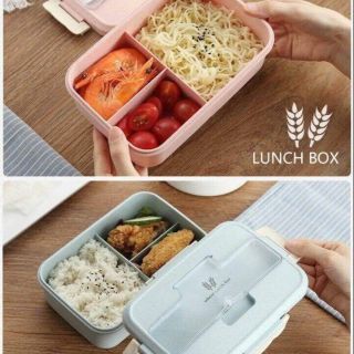Hộp cơm lúa mạch 3 ngăn kèm đũa thìa