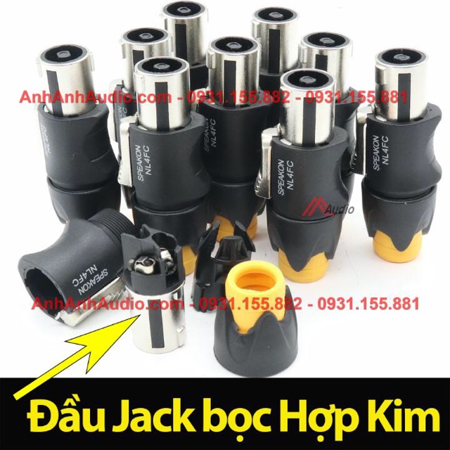 JACK LOA SPEAKON BỌC inox , 01 CÁI JACK LOA ĐUÔI VÀNG