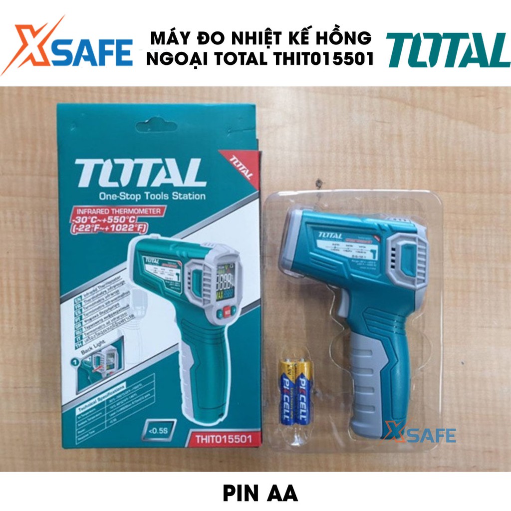 Nhiệt kế hồng ngoại TOTAL THIT015501 màn hình hiển thị màu Máy đo nhiệt cầm tay tự động tắt nguồn, có đèn nền