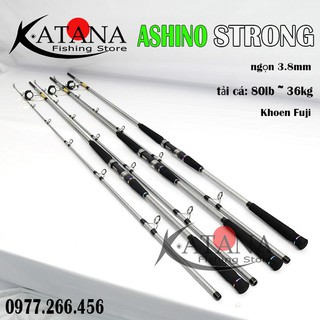 Cần câu Ashino Strong Carbon sọc caro , khoen fuji sic , tải cá 80LB~36kg
