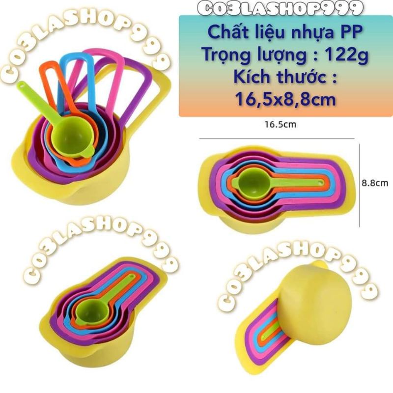 Bộ 5 muỗng đong, định lượng gia vị nhà bếp, nguyên liệu làm bánh, nhựa PP