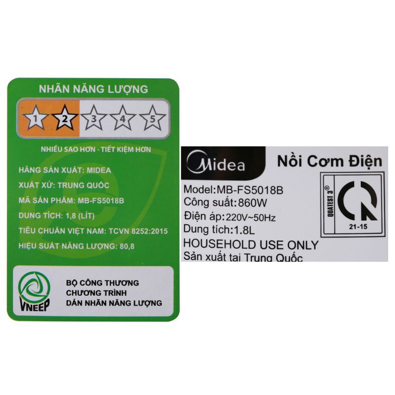 Nồi cơm điện tử Midea 1.8 lít MB-FS5018B hàng mới full box  chính  hãng 100% bảo hành 12T