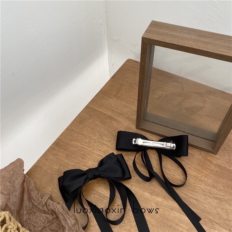 Kẹp tóc nơ Satin bản to hai tầng cho nữ mã QD302