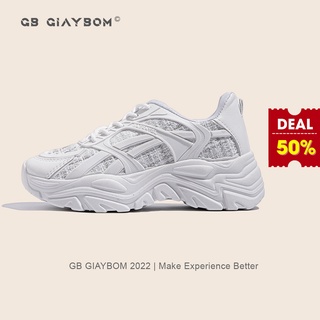 Giày Thể Thao Nữ Độn Đế Giày BOM Tăng Chiều Cao 2 Màu Đen Trắng giayBOM GB Warriors B1568